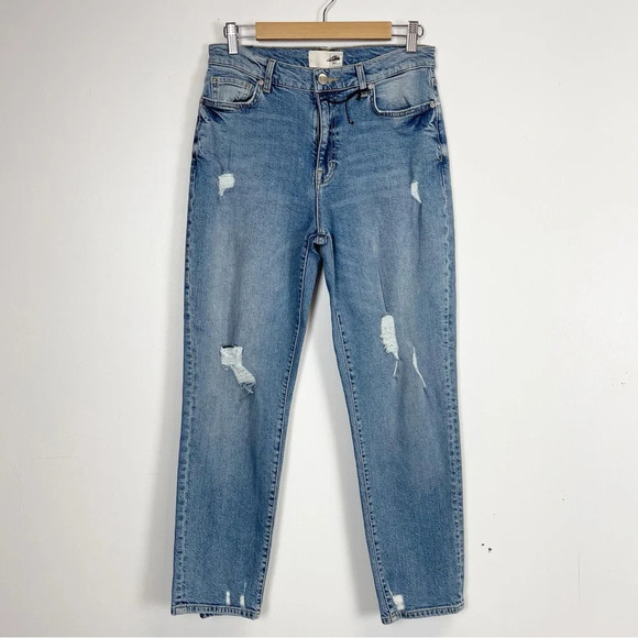 NWT Current Elliott Original Boyfriend Jeans Womens 27 Distressed Cotton Blend